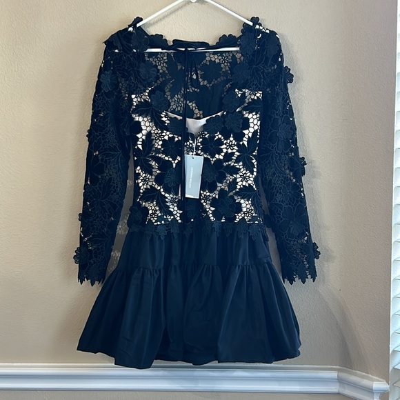NWT Antonio Melani xBorn on Fifth Gemma Lace Taffeta Mock Neck Long Sleeve Dress - Picture 11 of 16
